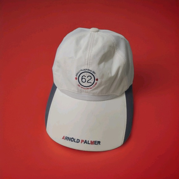 Other - Arnold Palmer Golf Hat 62 Patch White Mesh Adjustable Strapback Vintage RARE!